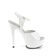Fehér 15 cm EXCITE-609 pleaser magassarkú szandál platformos