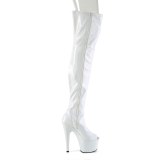 Fehér 18 cm ADORE-3011HWR Hologram platform overknee csizma nyitott orrú