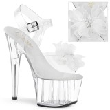 Fehér 18 cm ADORE-708BFL platform pleaser szandál