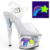Fehér 18 cm MOON-708RSS Neon platform magassarkú női