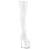 Fehér 20 cm FLAMINGO-3000HWR Hologram rúdtánc platform overknee csizma