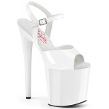 Fehér 20 cm NAUGHTY-809 pleaser magassarkú szandál platformos
