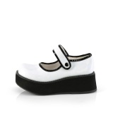 Fehér 6 cm SPRITE-01 emo platform mary jane cipők csat