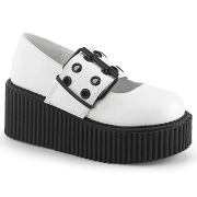 Fehér 7,5 cm CREEPER-230 Maryjane Creepers Cipő Csat