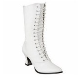 Fehér 7 cm VICTORIAN-120 Női Fűzős Bokacsizma