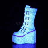 Fehér Glitter 14 cm SWING-230G cyberpunk csizma platformos