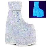 Fehér Glitter 18 cm STACK-201G Platform Férfi Bokacsizma