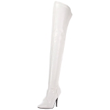 Fehér Lakk 13 cm SEDUCE-3000 Magassarkú Combcsizma