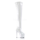 Fehér Lakk 18 cm ADORE-3000 Overknee Combcsizma Magassarkú