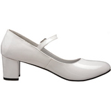 Fehér Lakk 5 cm SCHOOLGIRL-50 iskoláslány tömbsarkú cipő pántos
