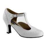 Fehér Matt 7,5 cm retro vintage FLAPPER-26 Magassarkú Körömcipők