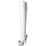 Fehér Műbőr 15 cm DELIGHT-3019 Platform Magassarkú Combcsizma
