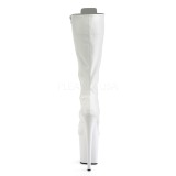 Fehér Műbőr 20 cm FLAMINGO-2023 női füzös csizma magassarkű