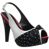 Fehér Pontok 12 cm retro vintage BETTIE-09 Platform Körömcipők