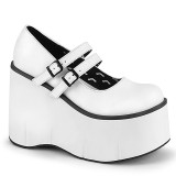 Fehér Vegan 11,5 cm DemoniaCult KERA-08 platform mary jane körömcipők