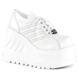 Fehér Vegan 12 cm STOMP-08 Gótikus Bokacsizma Éktalpú Platform