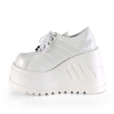 Fehér Vegan 12 cm STOMP-08 Gótikus Bokacsizma Éktalpú Platform