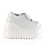 Fehér Vegan 12 cm STOMP-08 Gótikus Bokacsizma Éktalpú Platform
