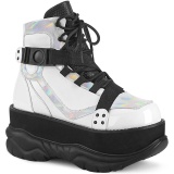 Fehér Vegan 7,5 cm NEPTUNE-181 demoniacult bokacsizma - unisex cyberpunk bokacsizma