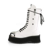 Fehér Vegan 7 cm GRAVEDIGGER-14 demoniacult csizma - unisex platform csizma