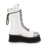 Fehér Vegan 7 cm GRAVEDIGGER-14 demoniacult csizma - unisex platform csizma