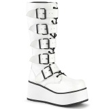 Fehér Vegan 8,5 cm TRASHVILLE-518 demoniacult csizma - unisex platform csizma