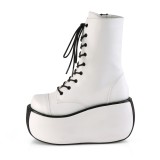 Fehér Vegan 9 cm VIOLET-120 demonia bokacsizma platform