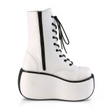 Fehér Vegan 9 cm VIOLET-120 demonia bokacsizma platform
