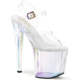 Fehér átlátszó 19 cm ENCHANT-708HT Platform cipők a magassarkú