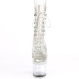Fehér csillámos 18 cm ADORE-1021C rúdtánc bokacsizma platform