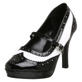 Fehér fekete 10,5 cm CONTESSA-06 mary jane körömcipők rockabilly gangster