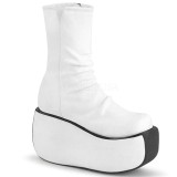 Fehér utánzás velúr 9 cm VIOLET-100 demoniacult bokacsizma platform