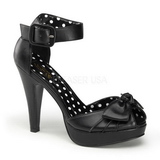 Fekete 11,5 cm retro vintage BETTIE-07 női cipők magassarkű