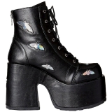 Fekete 13 cm CAMEL-201 Gótikus Bokacsizma Platform
