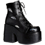 Fekete 13 cm CAMEL-201 Gótikus Bokacsizma Platform