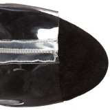 Fekete 15 cm DELIGHT-1017TF női rojtos magassarkú bokacsizma