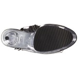 Fekete 15 cm DELIGHT-1017TF női rojtos magassarkú bokacsizma