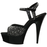 Fekete 15 cm DELIGHT-609RS női cipők magassarkű Csillogó Kövekkel
