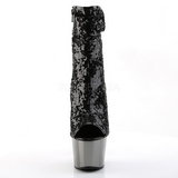 Fekete 18 cm ADORE-1008SQ női flitterekkel magassarkű bokacsizma