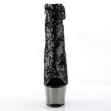 Fekete 18 cm ADORE-1008SQ női flitterekkel magassarkú bokacsizma