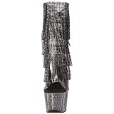 Fekete 18 cm ADORE-1017SRS női rojtos magassarkú bokacsizma