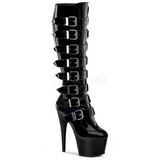 Fekete 18 cm ADORE-2043 női csatos csizma magassarkú