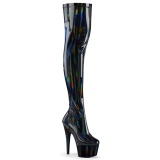 Fekete 18 cm ADORE-3000HWR Hologram rúdtánc platform overknee csizma