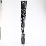 Fekete 18 cm ADORE-4011 Vinil platform overknee csizma crotch magas