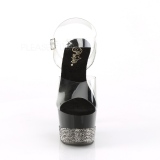 Fekete 18 cm ADORE-708-3 Glitter platform cipők a magassarkú