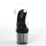 Fekete 18 cm ADORE-708CG csillámos platform magassarkú női