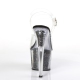 Fekete 18 cm ADORE-708CG csillámos platform magassarkú női