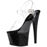 Fekete 18 cm ADORE-708MG csillámos platform magassarkú női