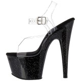 Fekete 18 cm ADORE-708MG csillámos platform magassarkú női