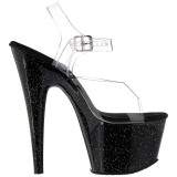 Fekete 18 cm ADORE-708MG csillámos platform magassarkú női